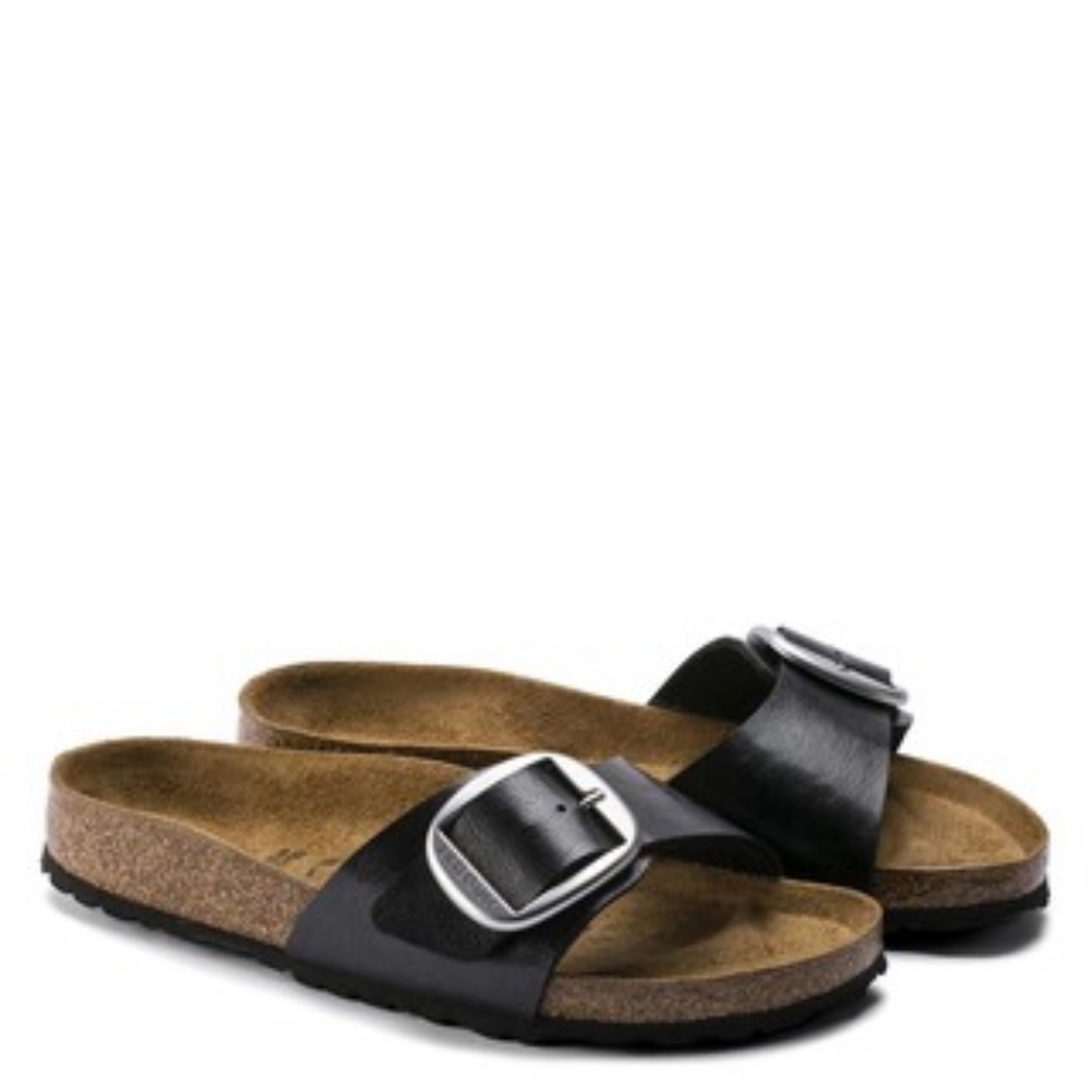 Birkenstock Madrid Black Licorice Narrow Width Slide Sandals - Picture 4 of 7